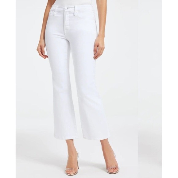 Good American Good Legs Crop Mini Boot Jean  Size 14 White Style GLCMB046T New - Picture 1 of 11